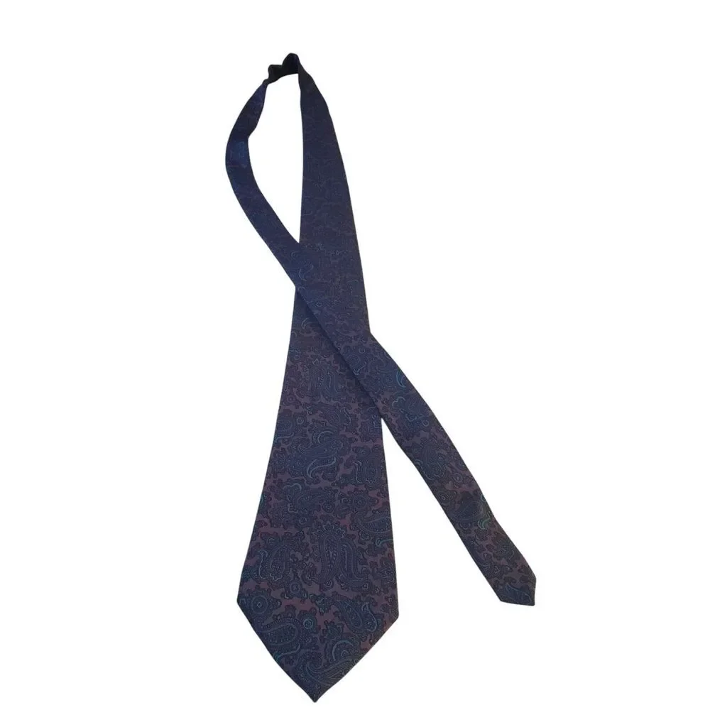 Vintage Contissima Mens Tie Necktie Luxury Purple‎ Blue Paisley Businesscore